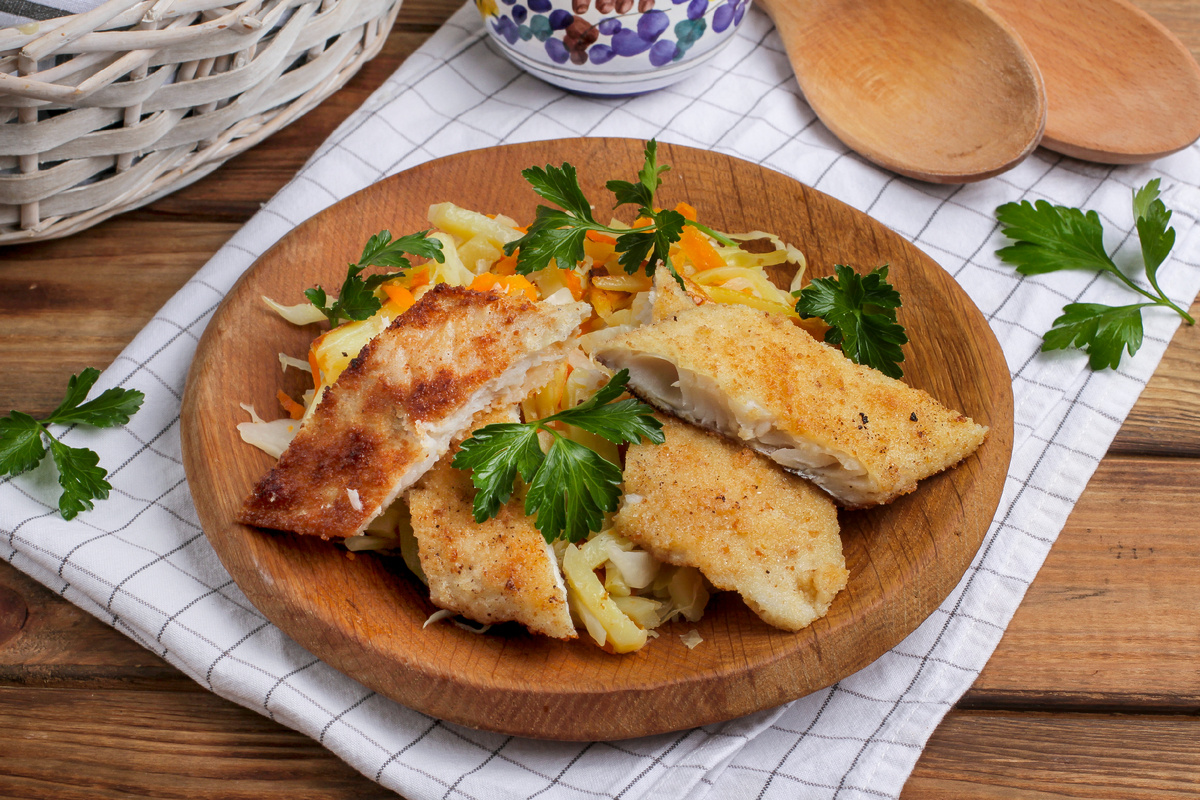 Готовим хека «Сомерсет» с овощами в превосходной панировке